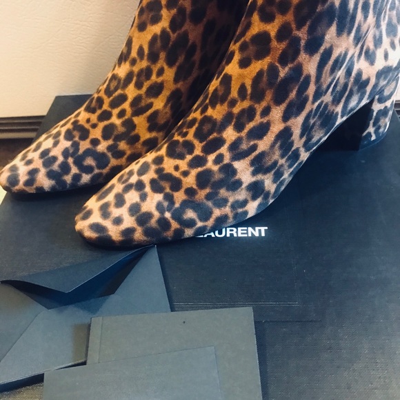 New Saint Laurent Leopard suede boots Size 38 - Picture 7 of 10